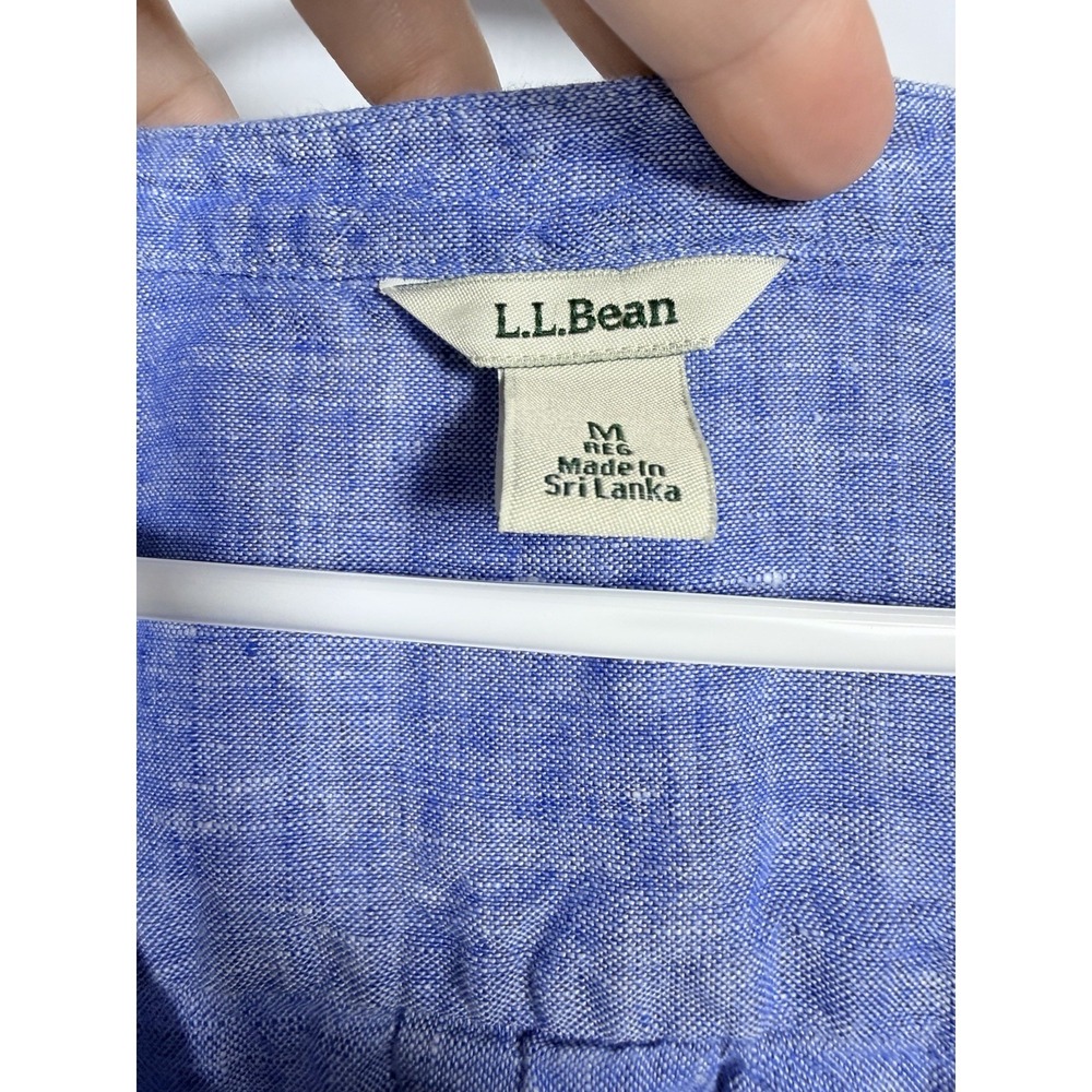 L.L.Bean 100% Linen Tunic Top Medium Blue Coastal Grandmother Beachy Boho - Picture 7 of 10